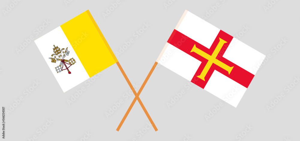 Crossed flags of Vatican and Bailiwick of Guernsey. Official colors. Correct proportion