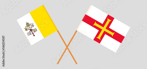 Crossed flags of Vatican and Bailiwick of Guernsey. Official colors. Correct proportion