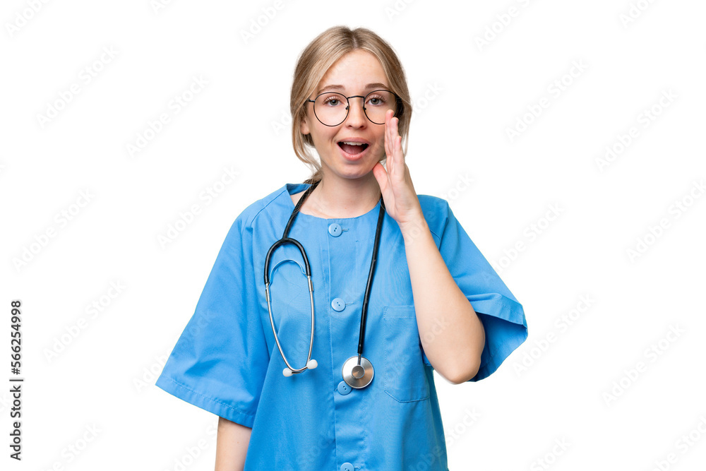 Young nurse English woman over isolated background with surprise and shocked facial expression Young nurse English woman over isolated background with surprise and shocked facial expression