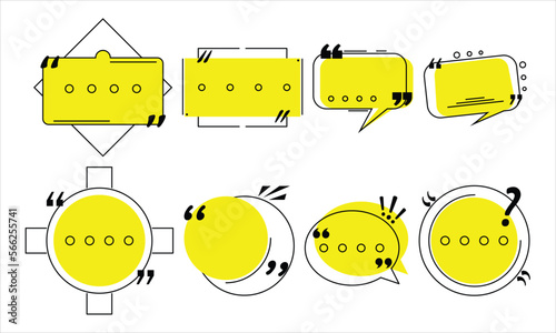 A collection of text boxes of various shapes. Used to insert a box that can be filled with text / writing to make it better.