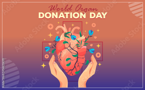 Vector banner for world organ donation day. Heart