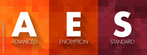 AES Advanced Encryption Standard - symmetric block cipher to protect classified information, acronym text concept background