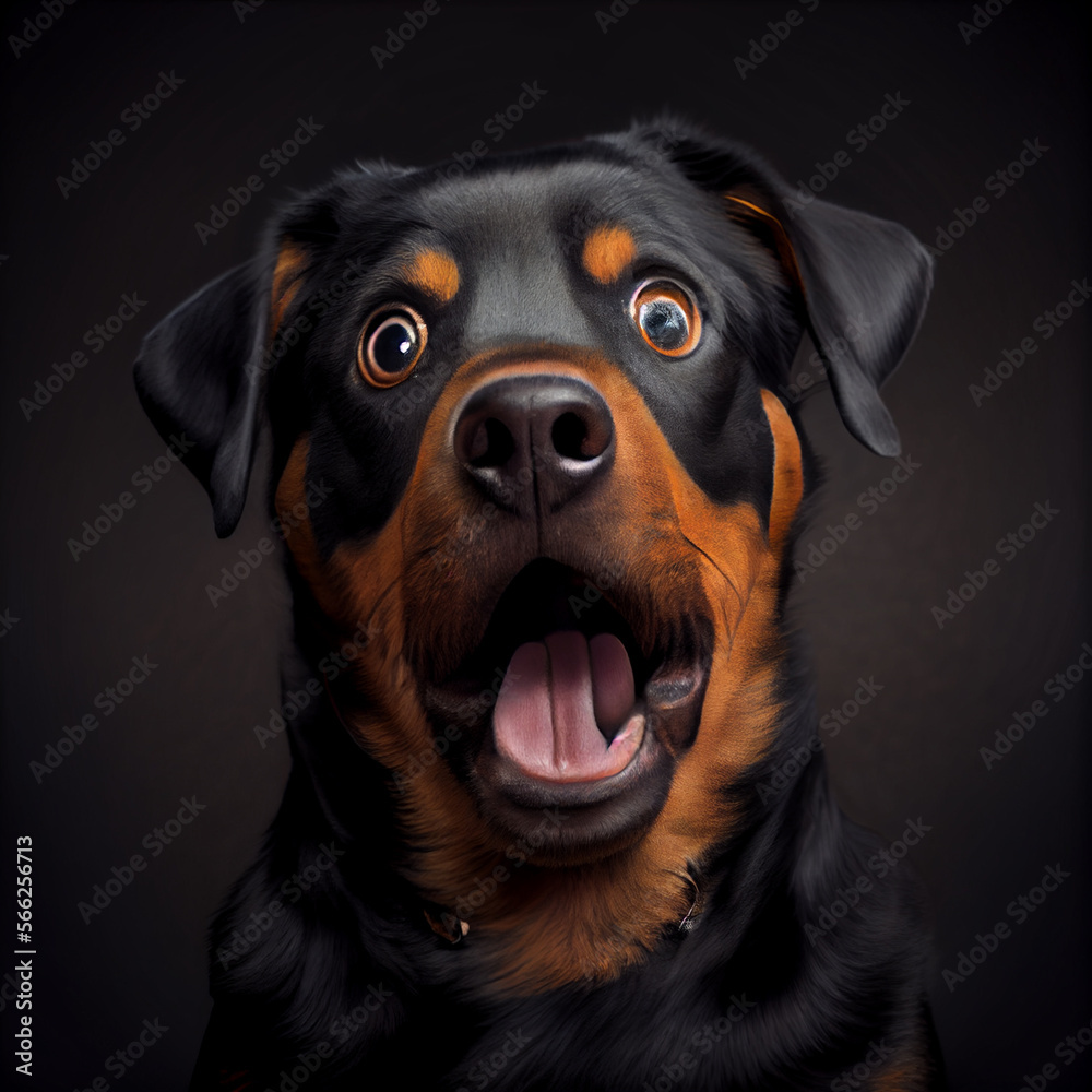 Fototapeta premium Cute funny shocked rottweiler