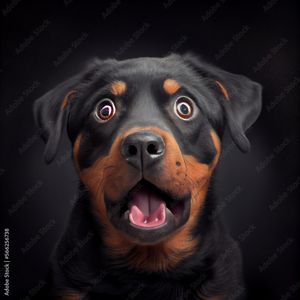 Fototapeta premium Cute funny shocked rottweiler