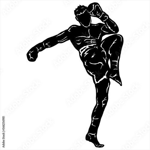 illustration of muay thai fighter vector logo