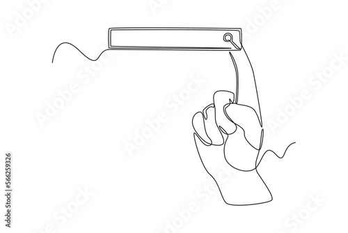 Single one line drawing hand searching information in internet. Social media concept. Continuous line draw design graphic vector illustration.