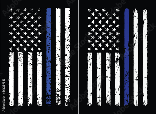 Thin Blue Line With American Flag Design