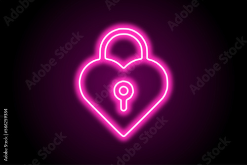 Heart lock love neon symbol icon 