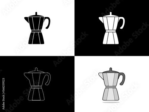 Art illustration design icon logo with silhouette concept symbol of mokapot