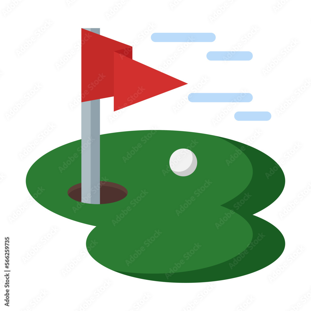 Golf field icon in flat style vector Golf field icon in flat style vector