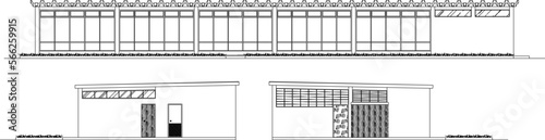 Simple cow barn farm illustration vector sketch