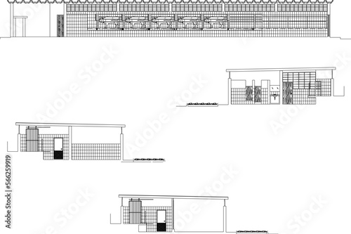 Simple cow barn farm illustration vector sketch