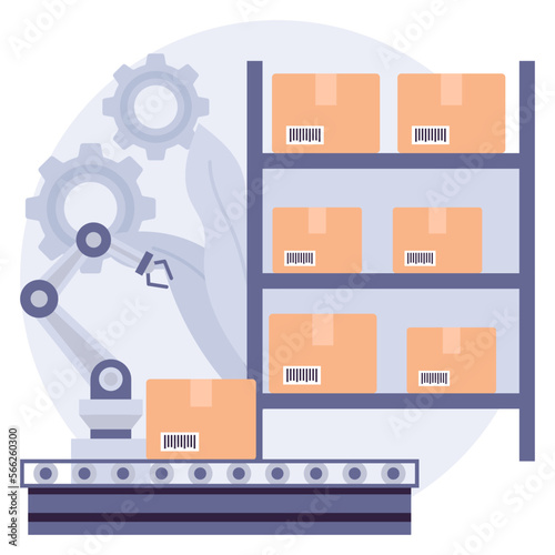programmable logic controllers vector icon design, Warehouse automation symbol, Industrial revolution sign, Shipping and Logistic illustration, automated robotics storage and retrieval systems concept