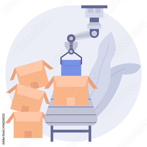 Robotic depalletizing vector icon design, Warehouse automation symbol, Industrial revolution sign, Shipping and Logistics stock illustration, Packaging robots concept