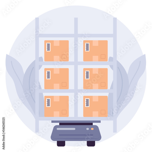 Collaborative robot  mobile rack vector icon design, Warehouse automation symbol, Industrial revolution sign, Shipping and Logistics stock illustration, Automated guided vehicle moving Pallet concept
