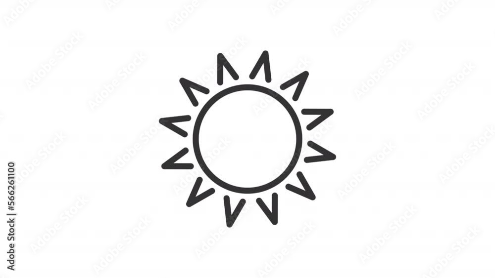 Animated sun linear icon. Summertime heat. Weather forecast. Sunny day. Sunrise. Seamless loop HD video with alpha channel on transparent background. Outline motion graphic animation Animated sun linear icon. Summertime heat. Weather forecast. Sunny day. Sunrise. Seamless loop HD video with alpha channel on transparent background. Outline motion graphic animation