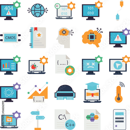 Computer Science, Computer Science icons set, Computer Science vector icons, Computer Science icons pack, Computer icons set, Computer vector icon, Programing icons set, Computer Science Flat icons