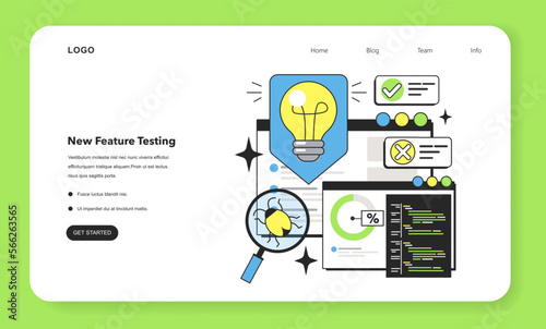 New feature testing web banner or landing page. Software testing
