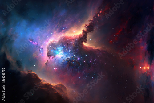 Valentine Background nebula galaxy universe heart Genarative AI © VRAYVENUS