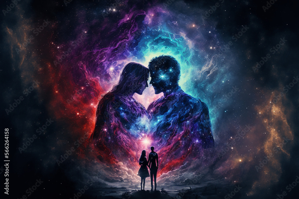 Valentine Background nebula galaxy universe heart Genarative AI