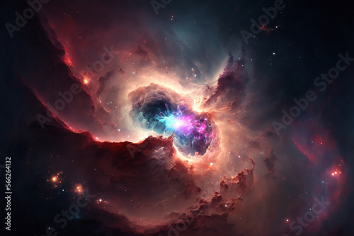 Valentine Background nebula galaxy universe heart Genarative AI