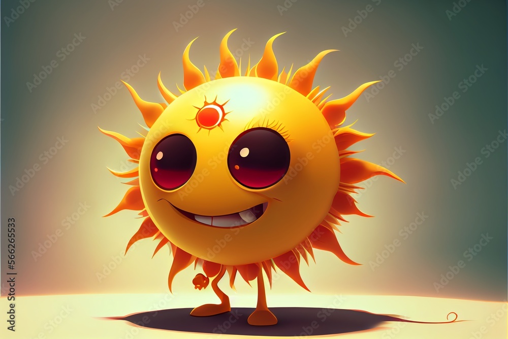 Cute Cartoon Sun Character. Generative AI