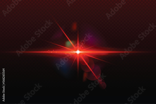 Light lens flare red effect with vector sun light.