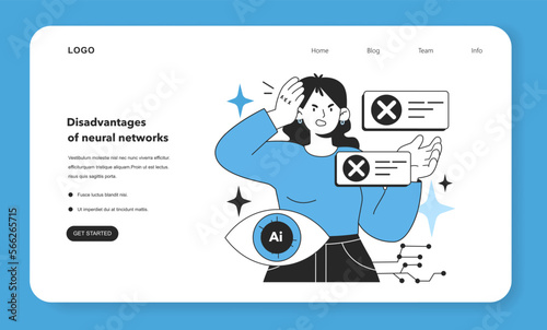 Artificial neural network disadvantages web banner or landing page