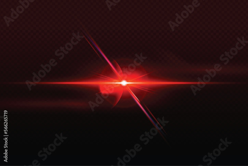 Light lens flare red effect with vector sun light.