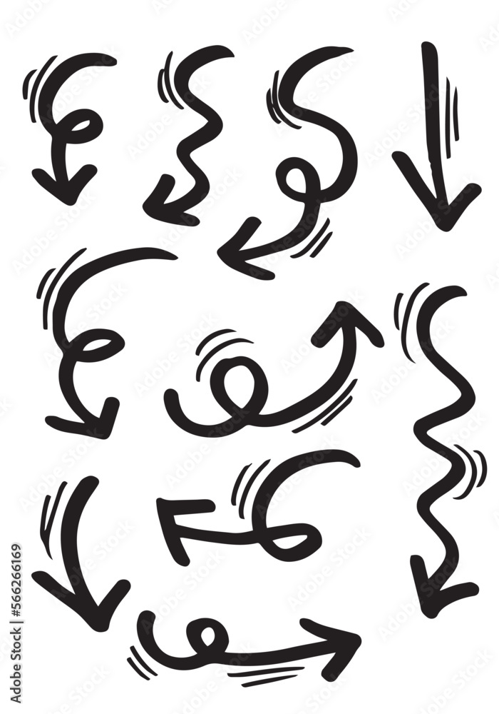 hand drawn arrows isolated on white background. Vector illustration. hand drawn arrows isolated on white background. Vector illustration.