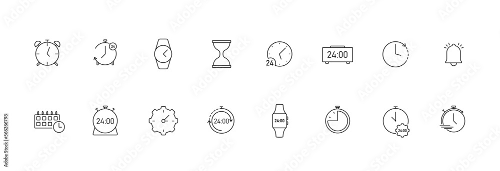 Clock icons set. Mechanical and electronic timers with speed control for business deadlines and vector time calendering Clock icons set. Mechanical and electronic timers with speed control for business deadlines and vector time calendering