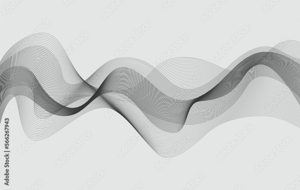 Gray geometric grid wave. Abstract futuristic flow curve with digital graphic texture warps for sound and scan vector technology Gray geometric grid wave. Abstract futuristic flow curve with digital graphic texture warps for sound and scan vector technology