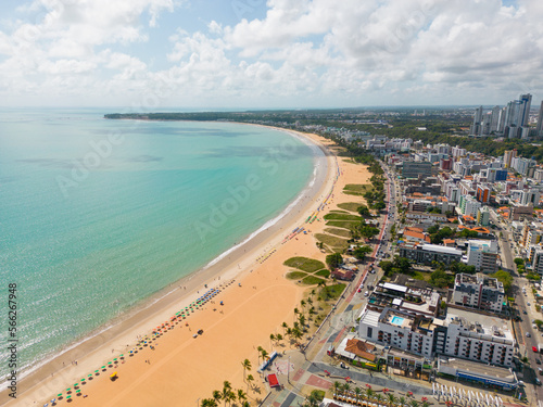 Aerial photo of cabo branco beach in the city of joao pessoa, paraiba, brazil photo