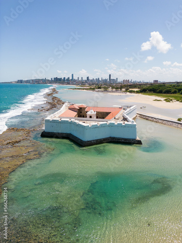 Aerial photo of forte dos reis magos in the city of natal, rio grande do norte, brazil