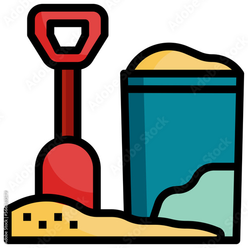 SAND BUCKET filled outline icon