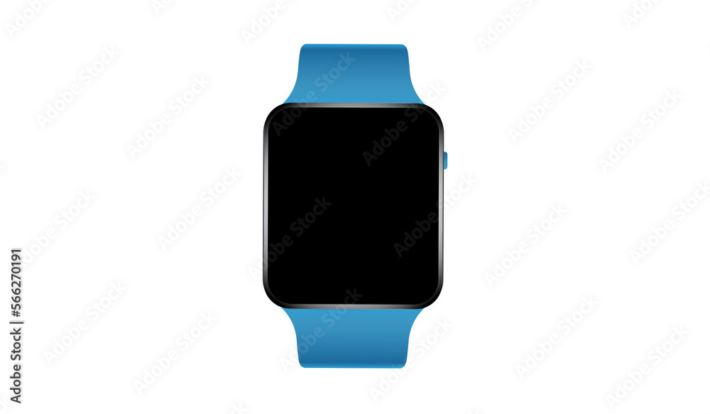Smart watch screen template, blue strap smart watch mockup, IWatch