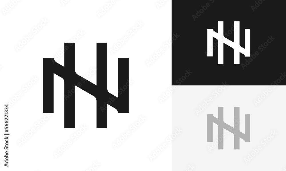 NH or HN letter logo initial design vector	