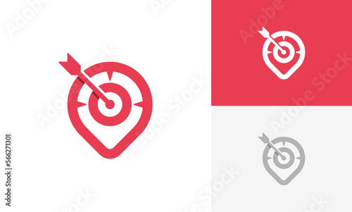 target location logo, target arrow location logo icon design vector