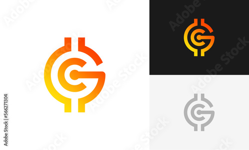 Letter G coin, letter G crypto logo icon design vector	