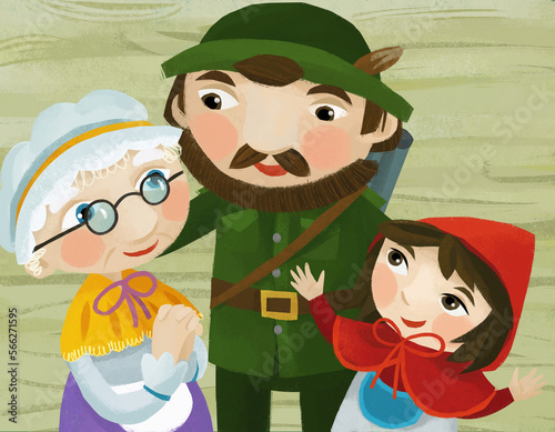 cartoon grandmother granddaughter hunter happy