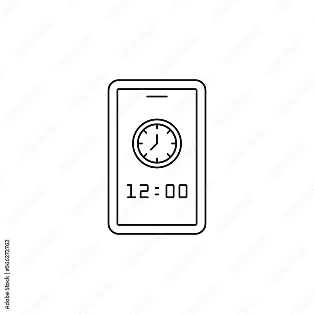 the clock on my mobile phone. outline icon the clock on my mobile phone. outline icon