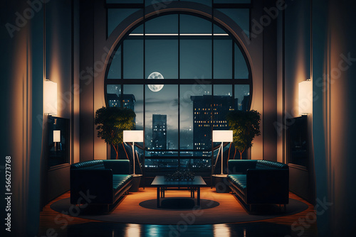 classic luxury interior at night