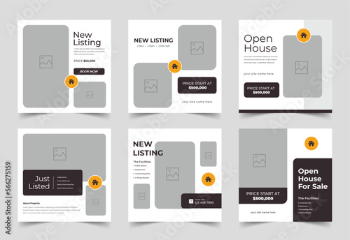 Real estate house property sale social media post, Open House banner, just sold, listing banner