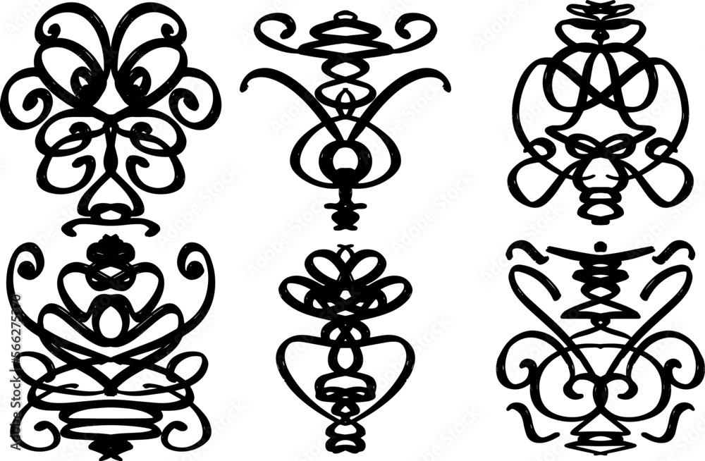 symmetrical black ornaments without a background