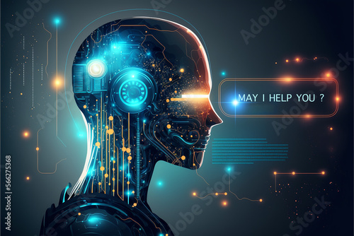 AI technology, revolutionized interact with machines. ChatGPT, AI-powered chatbot, uses natural language processing and machine learning to provide users with intelligent conversation. Generative ai. photo