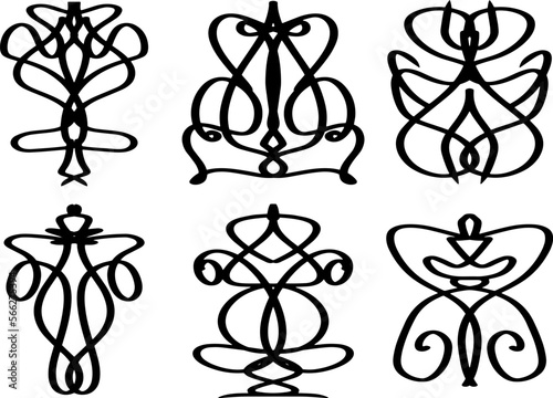 symmetrical black ornaments without a background