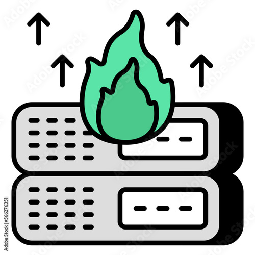 An icon design of server burning 