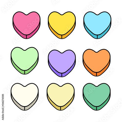 Conversation Valentines Day colorful sweets candy hearts blank icon love collection vector isolated on white background