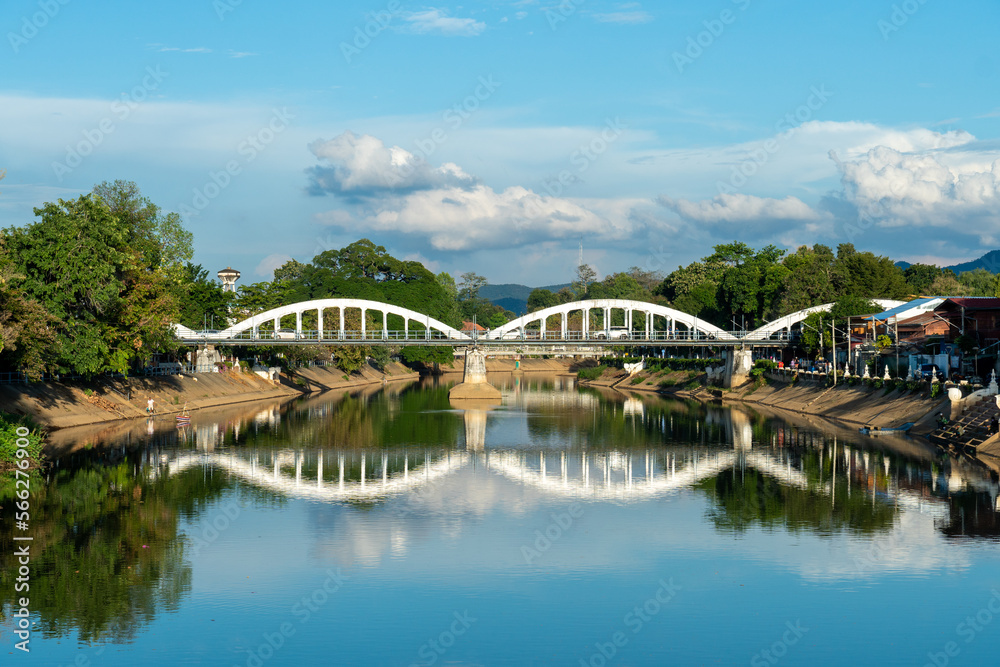 Ratsadaphisek Bridge the bridge over the Wang River in Lampang Province, Thailand Ratsadaphisek Bridge the bridge over the Wang River in Lampang Province, Thailand