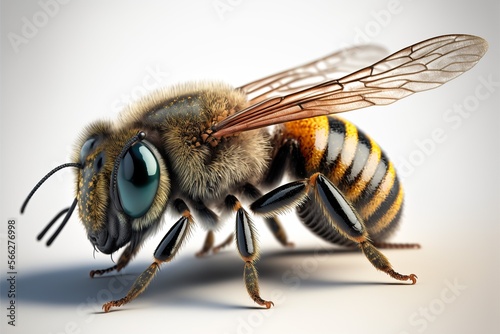 Beautiful Bee macro,isolated on white background, Generative AI